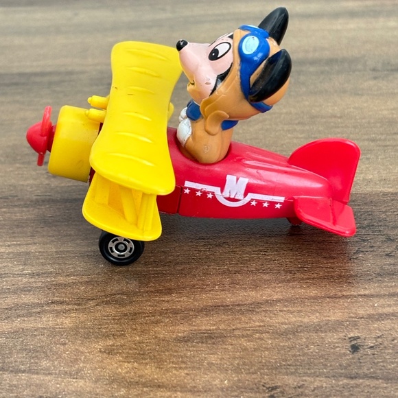 VINTAGE Walt Disney MICKEY MOUSE Diecast Airplane By Tomy Toy Biplane 1970-80's - Picture 6 of 10